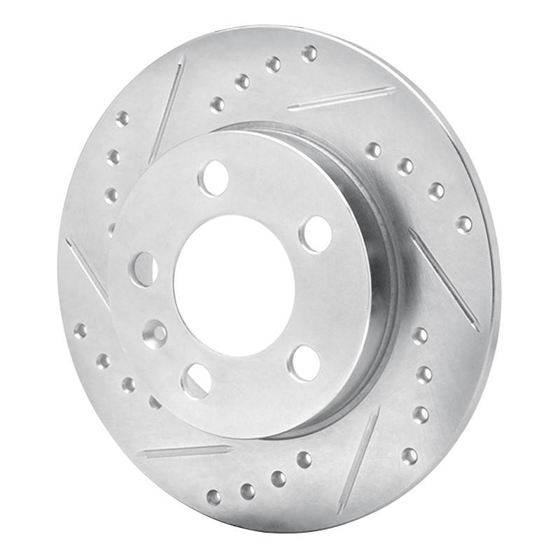 Audi TT Quattro Brake Rotor (1) - Rear Left - R1 Concepts - Drilled & Slotted - Silver - `01-`06